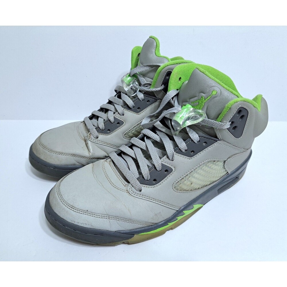 Nike Jordan 5 Retro Green Bean Grey Men's Size 11.5 Leather Sneakers DM9014-003